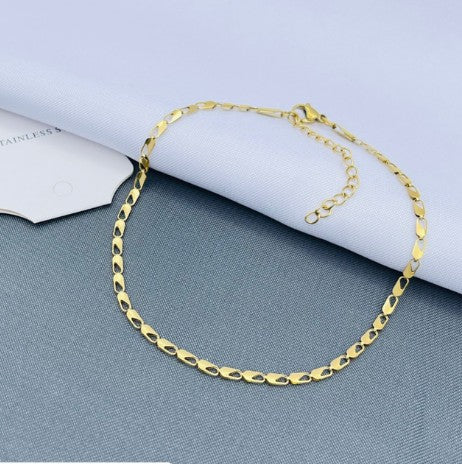 TOBILLERA CANDADO ACERO DORADO