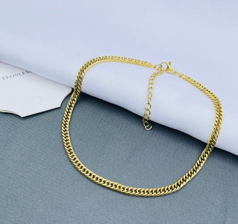 TOBILLERA DOBLE ESLABON DORADA