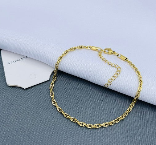 TOBILLERA ACERO INOXIDABLE DORADO