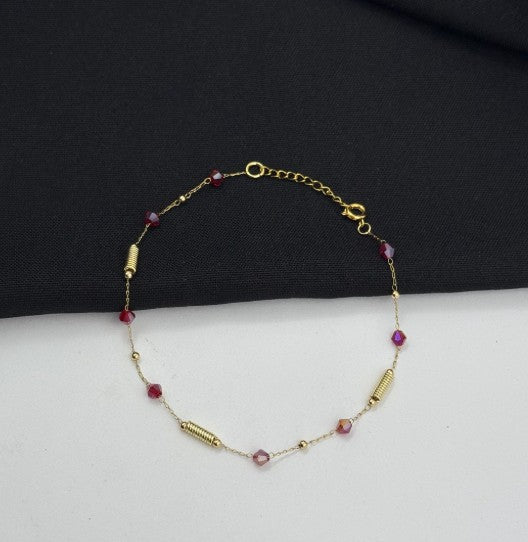 TOBILLERA RODIO MURANO ROJO