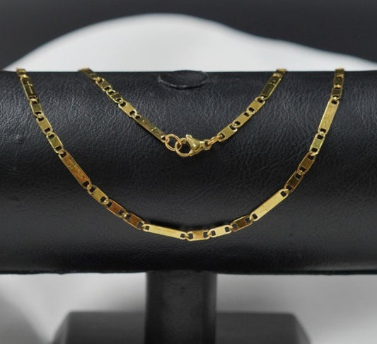 CADENA DORADA PLANA CRUZ ACERO INOXIDABLE 60CM