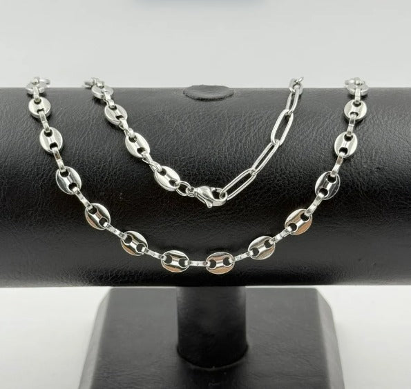 CADENA PLATEADA GUCCI ACERO INOXIDABLE 60CM