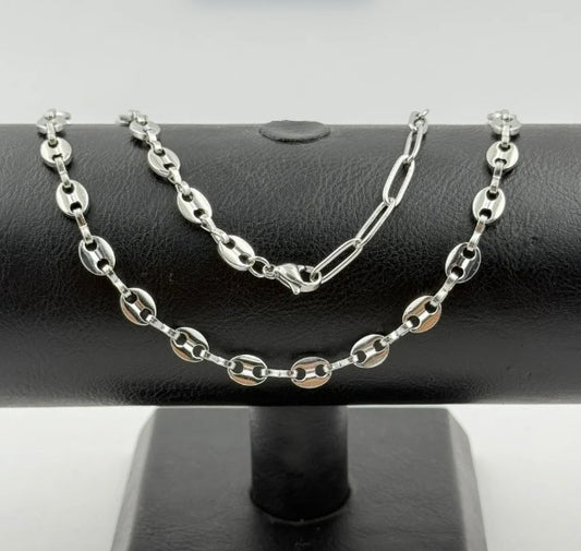 CADENA PLATEADA GUCCI ACERO INOXIDABLE 60CM