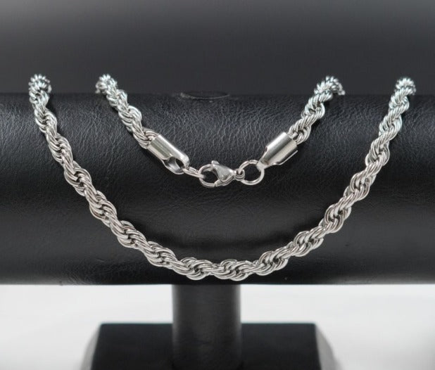 CADENA PLATEADA LASO GRUESA ACERO INOXIDABLE 60CM