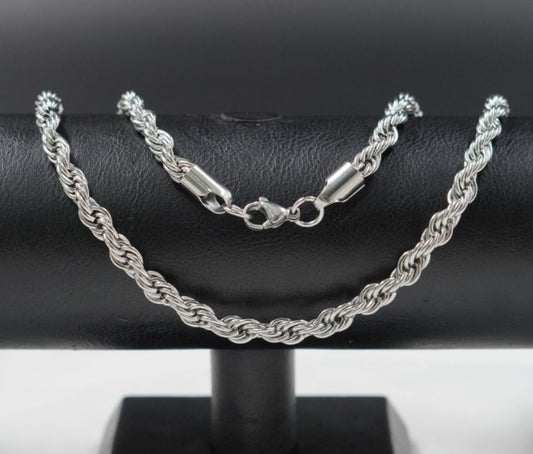 CADENA PLATEADA LASO GRUESA ACERO INOXIDABLE 60CM