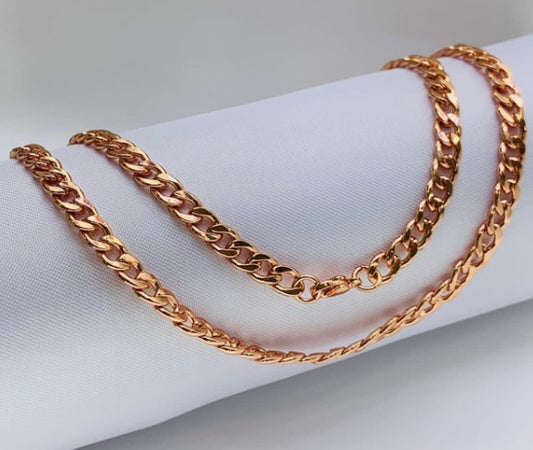 CADENA ROSA CUBANA MEDIANA ACERO INOXIDABLE 50-60CM