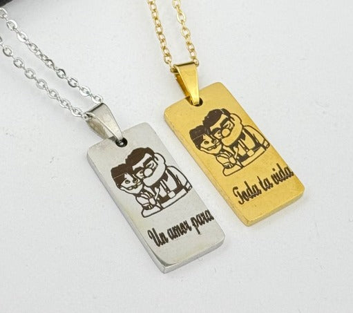 DUO "UN AMOR PARA TODA LA VIDA" UP DORADO Y PLATEADO ACERO INOXIDABLE