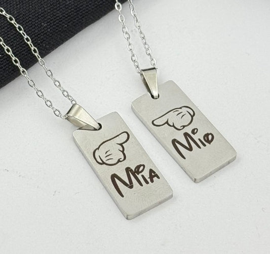 DUO "MIA MIO" PLATEADO ACERO INOXIDABLE