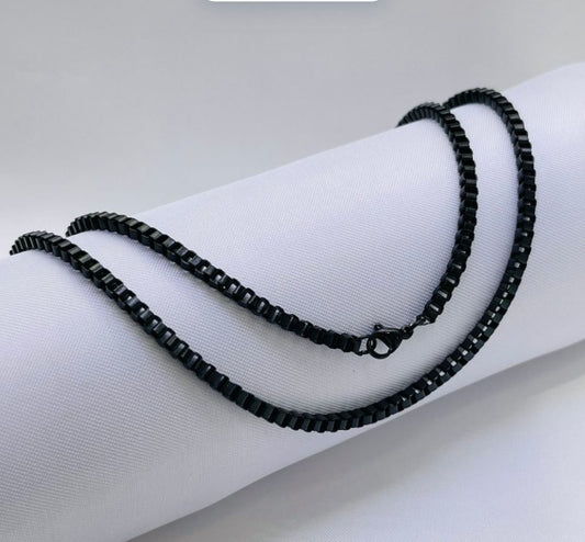 CADENA NEGRA VENECIANA GRUESA ACERO INOXIDABLE 60CM