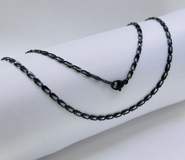 CADENA NEGRA CANDADO ACERO INOXIDABLE 60CM