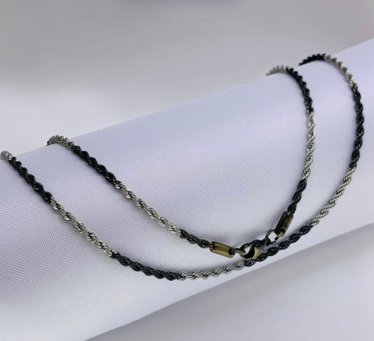 CADENA BICOLOR LASO DELGADA ACERO INOXIDABLE 60CM