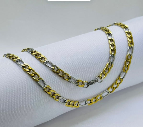 CADENA BICOLOR CARTIER GRUESA ACERO INOXIDABLE 50-60CM