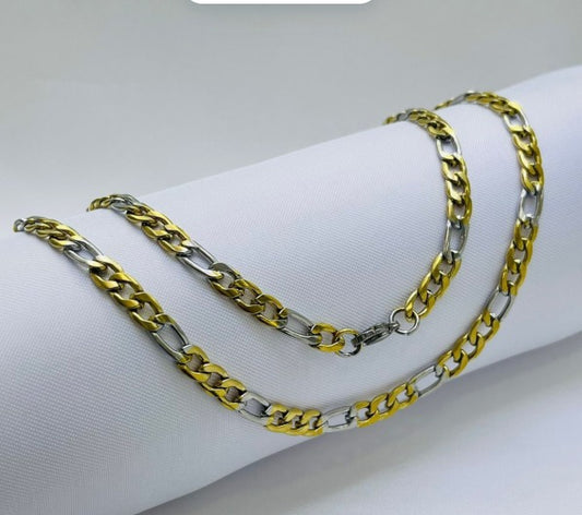 CADENA BICOLOR CARTIER GRUESA ACERO INOXIDABLE 50-60CM