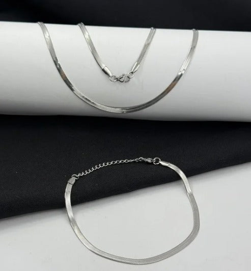 CADENA/PULSERA PLATEADA ESPEJO ACERO INOXIDABLE 60CM