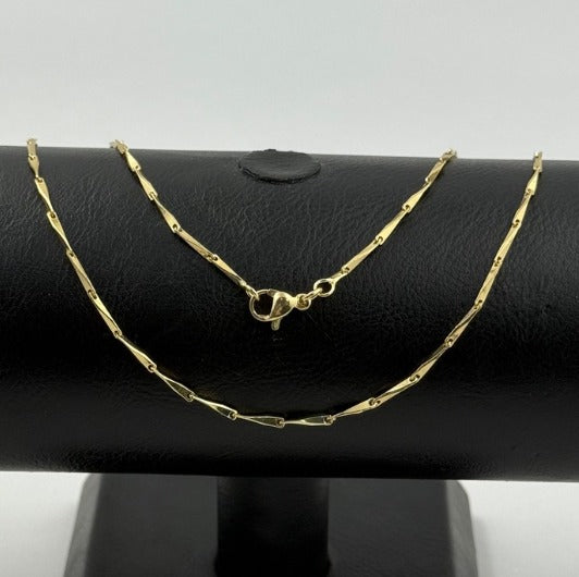 CADENA DORADA PALITO RODIO 45CM-50-60CM