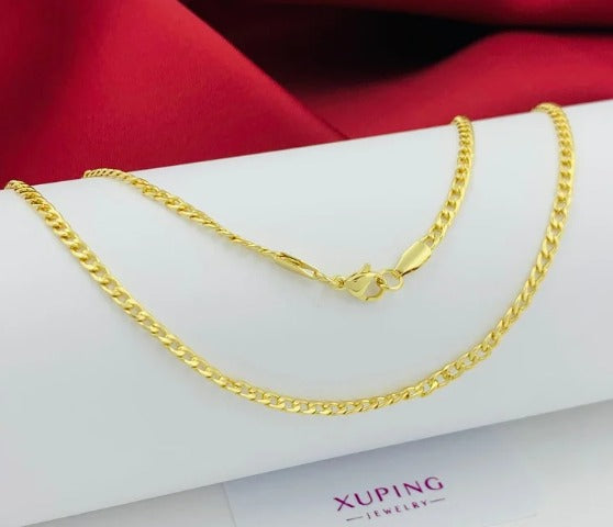 CADENA DORADA CUBANA DELGADA RODIO 60CM