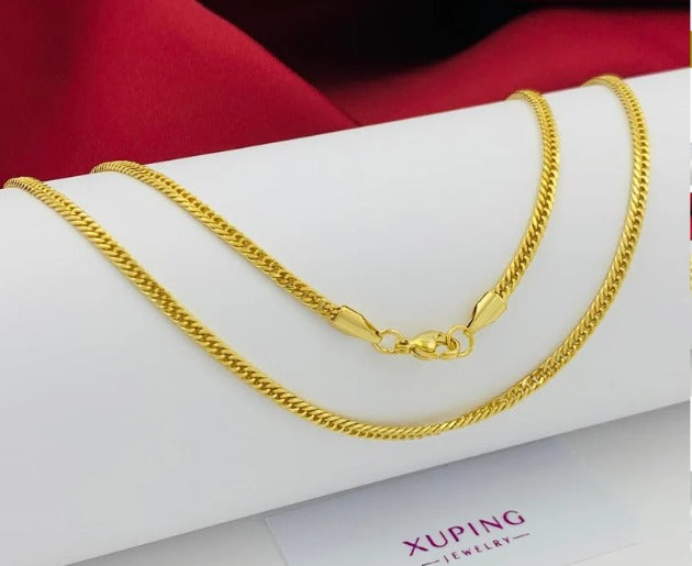 CADENA DORADA DOBLE ESLABON DELGADA RODIO 60CM