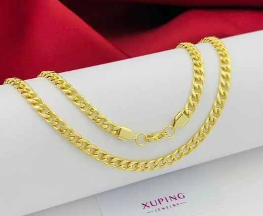 CADENA DORADA CUBANA GRUESA RODIO 60CM