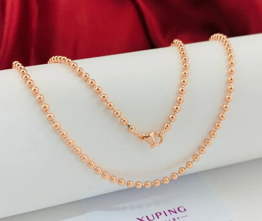 CADENA ROSA MILITAR LISA RODIO 60CM