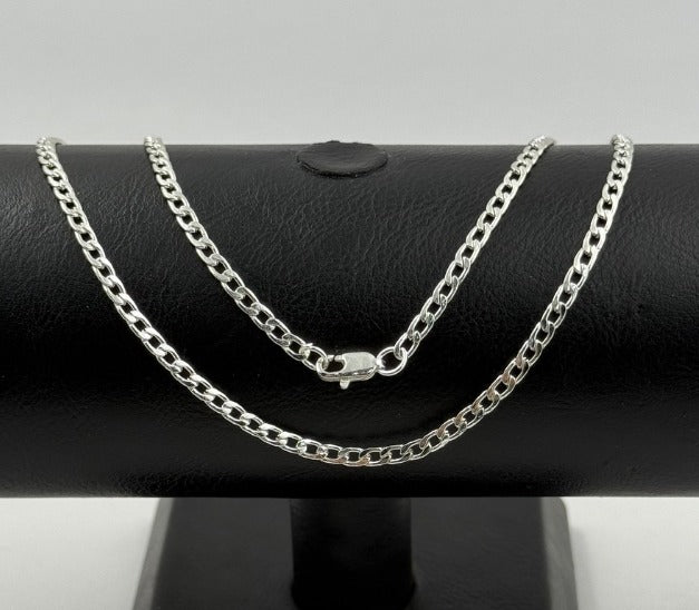 CADENA PLATEADA CUBANA DELGADA RODIO 60CM