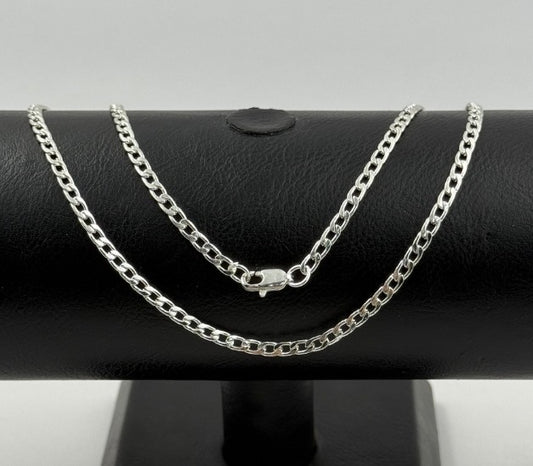 CADENA PLATEADA CUBANA DELGADA RODIO 60CM