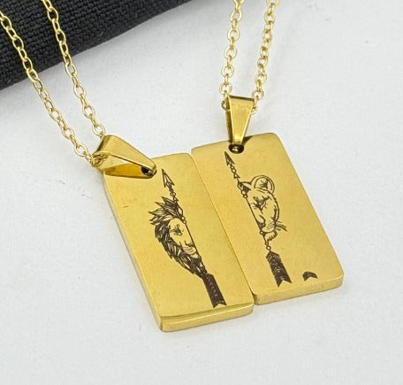 DUO LEON Y LEONA DORADO ACERO INOXIDABLE