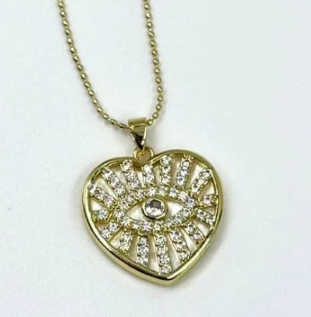 DUO CORAZON OJO DORADO RODIO