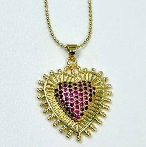 DUO CORAZON ROSA DORADO RODIO