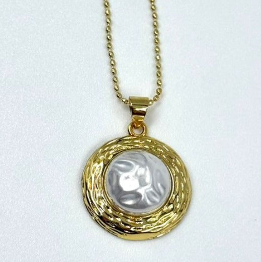 DUO BOLA PERLA DORADO RODIO