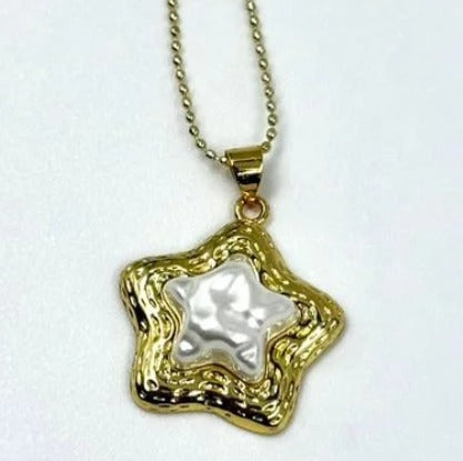 DUO ESTRELLA PERLA DORADO RODIO