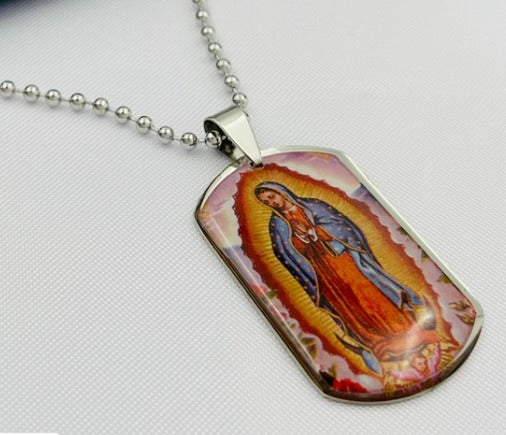 DUO VIRGEN PLATEADO RESINA Y ACERO INOXIDABLE