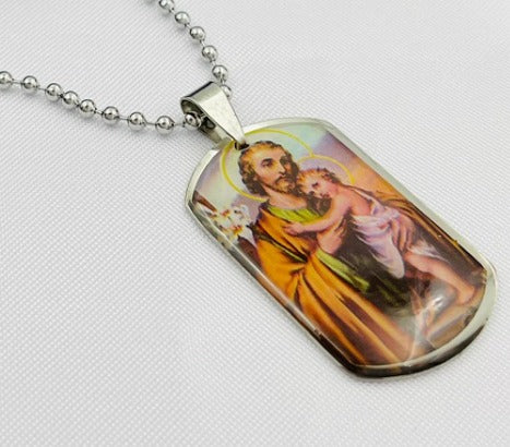 DUO JOSE Y JESUS PLATEADO ACERO INOXIDABLE Y RESINA