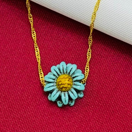 DUO FLOR AZUL ACERO INOXIDABLE