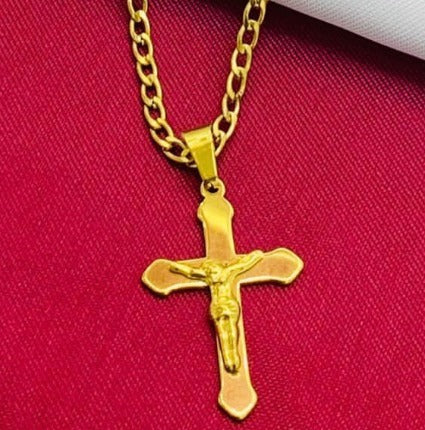 DUO CRUZ DORADO ACERO INOXIDABLE