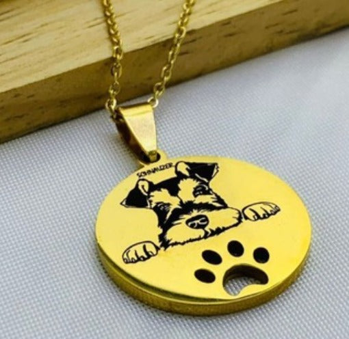 DUO PLACA HUELLA PERRO DORADO ACERO INOXIDABLE