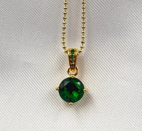 DUO RODIO BOLA CIRCON VERDE DORADO