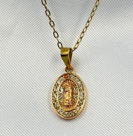 DUO RODIO VIRGEN CIRCULAR DORADO