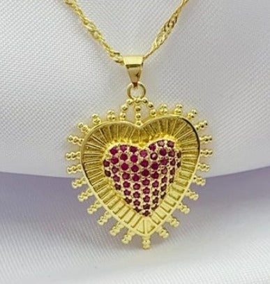 DIJE CORAZON COLORES DORADO RODIO