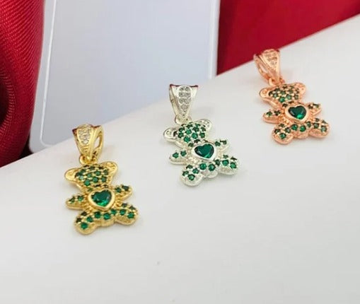 DIJE OSITO CIRCON VERDE RODIO