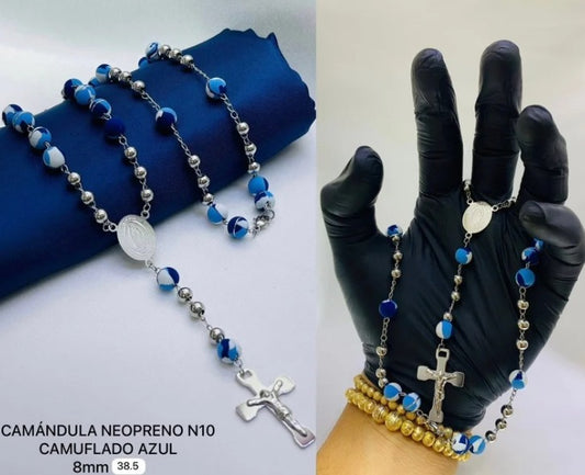 CAMANDULA NEOPRENO AZUL MILITAR ACERO INOXIDABLE