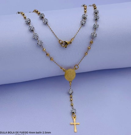 CAMANDULA BOLA DE FUEGO DORADO ACERO INOXIDABLE