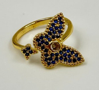 ANILLO RODIO MARIPOSA AZUL