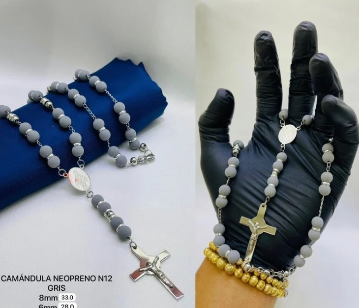 CAMANDULA NEOPRENO GRIS PLATEADO ACERO INOXIDABLE