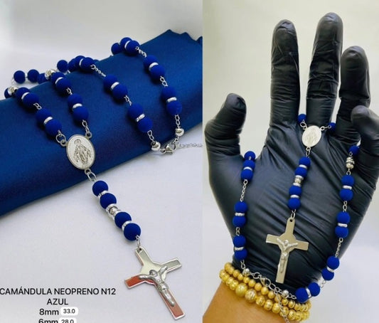 CAMANDULA NEOPRENO AZUL PLATEADO ACERO INOXIDABLE