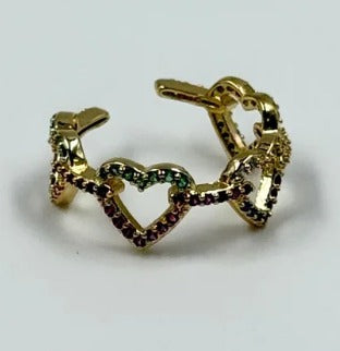 ANILLO RODIO DORADO CIRCON COLOR