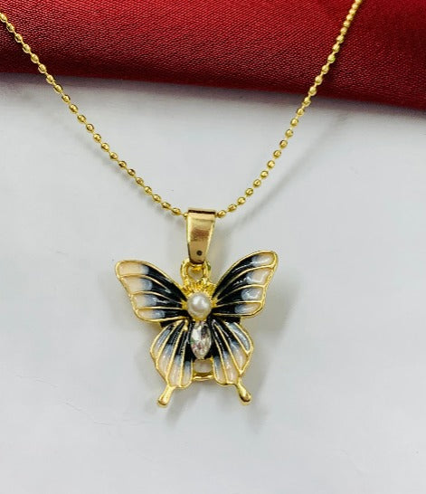 DUO RODIO MARIPOSA PERLA DORADO NEGRO
