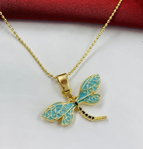 DUO RODIO LIBELULA DORADO AZUL