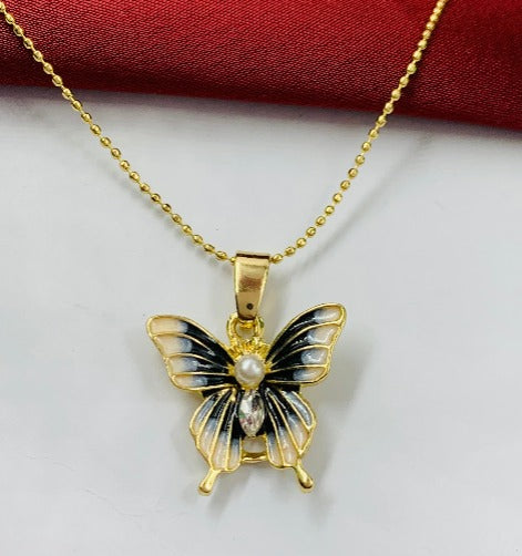 DUO RODIO MARIPOSA DORADO PERLA NEGRO