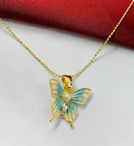 DUO RODIO MARIPOSA DORADO PERLA AZUL