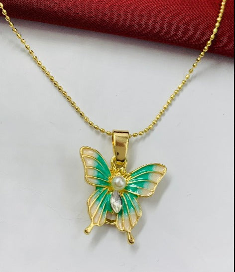 DUO RODIO MARIPOSA DORADO PERLA AGUA MARINA